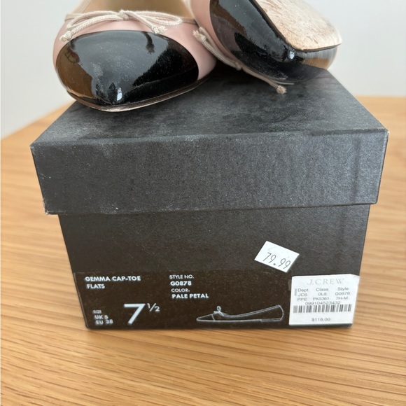 J. Crew Pink and Black Flats with Bow Detail - Picture 3 of 4